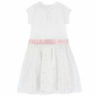 Girls White & Rose-Gold Logo Dress, 1, hi-res