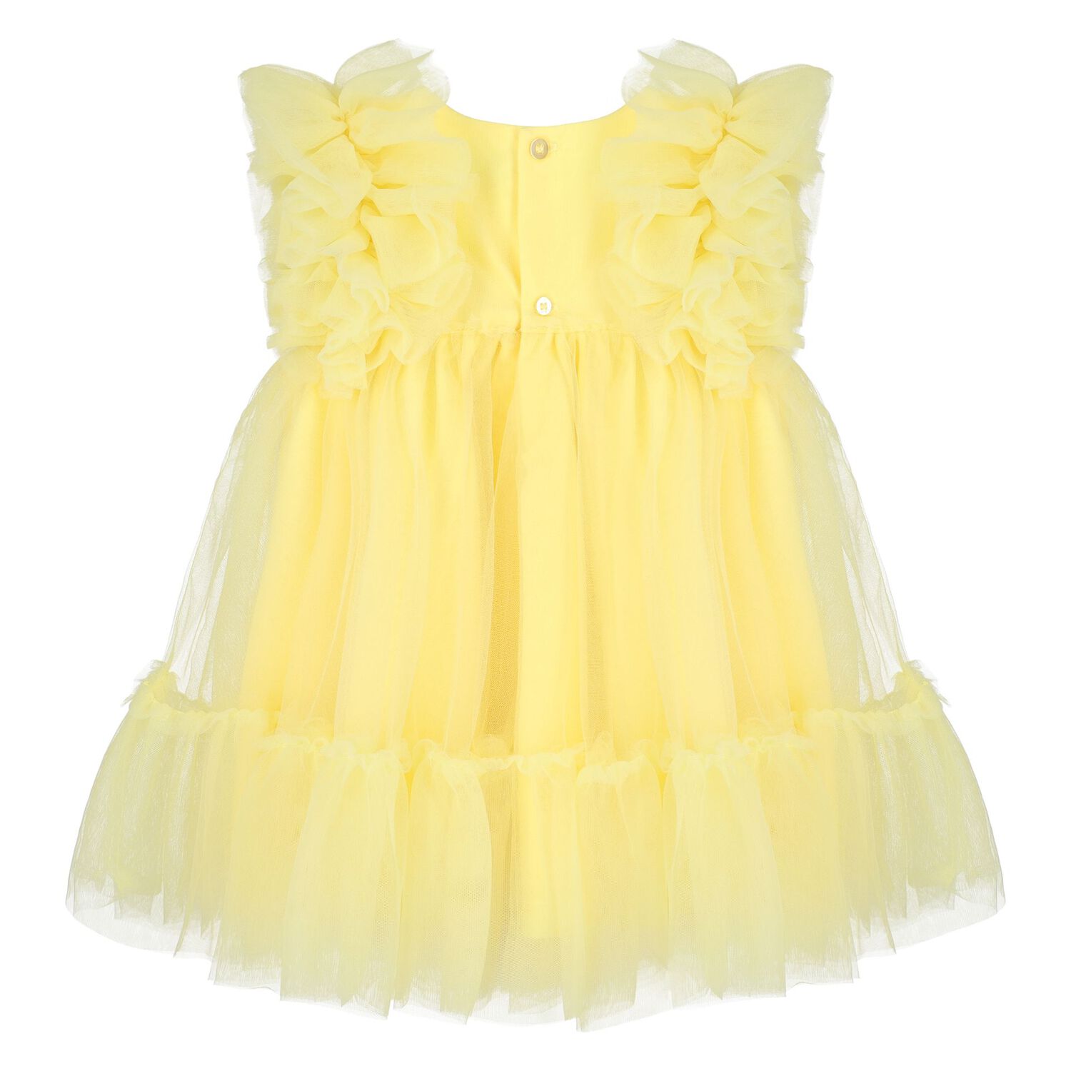 Younger Girls Yellow Ruffled Tulle Dress, 2, hi-res image number null