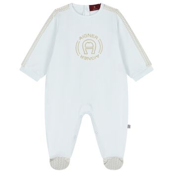 Baby Boys Blue Logo Babygrow