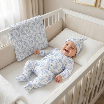 Baby Boys White & Blue Africa Blanket