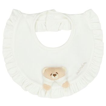 White Teddy Bear Baby Bib