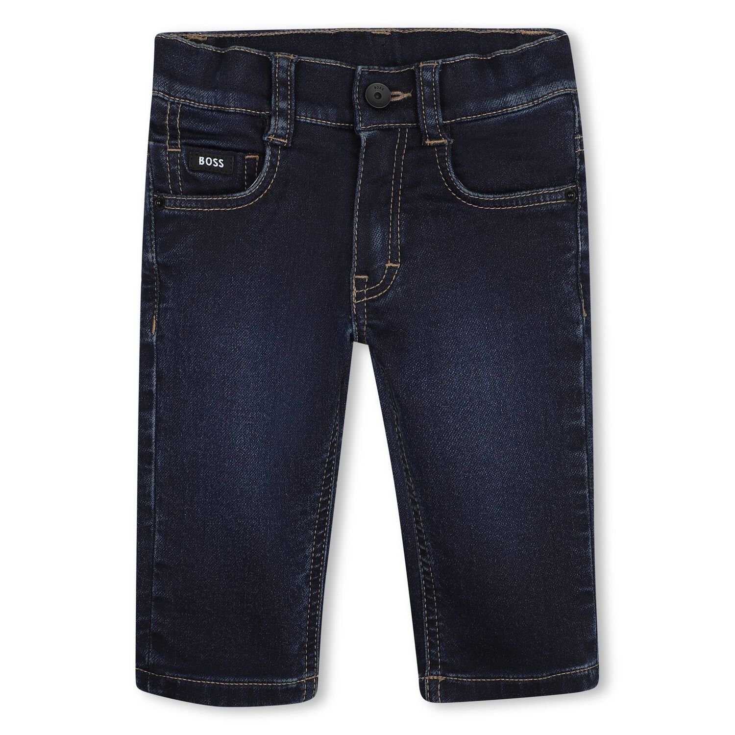 Younger Boys Navy Blue Logo Denim Jeans, 1, hi-res
