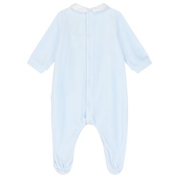 Baby Boys White & Blue Babygrow