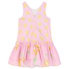 Girls Pink & Yellow Bow Dress, 1, hi-res
