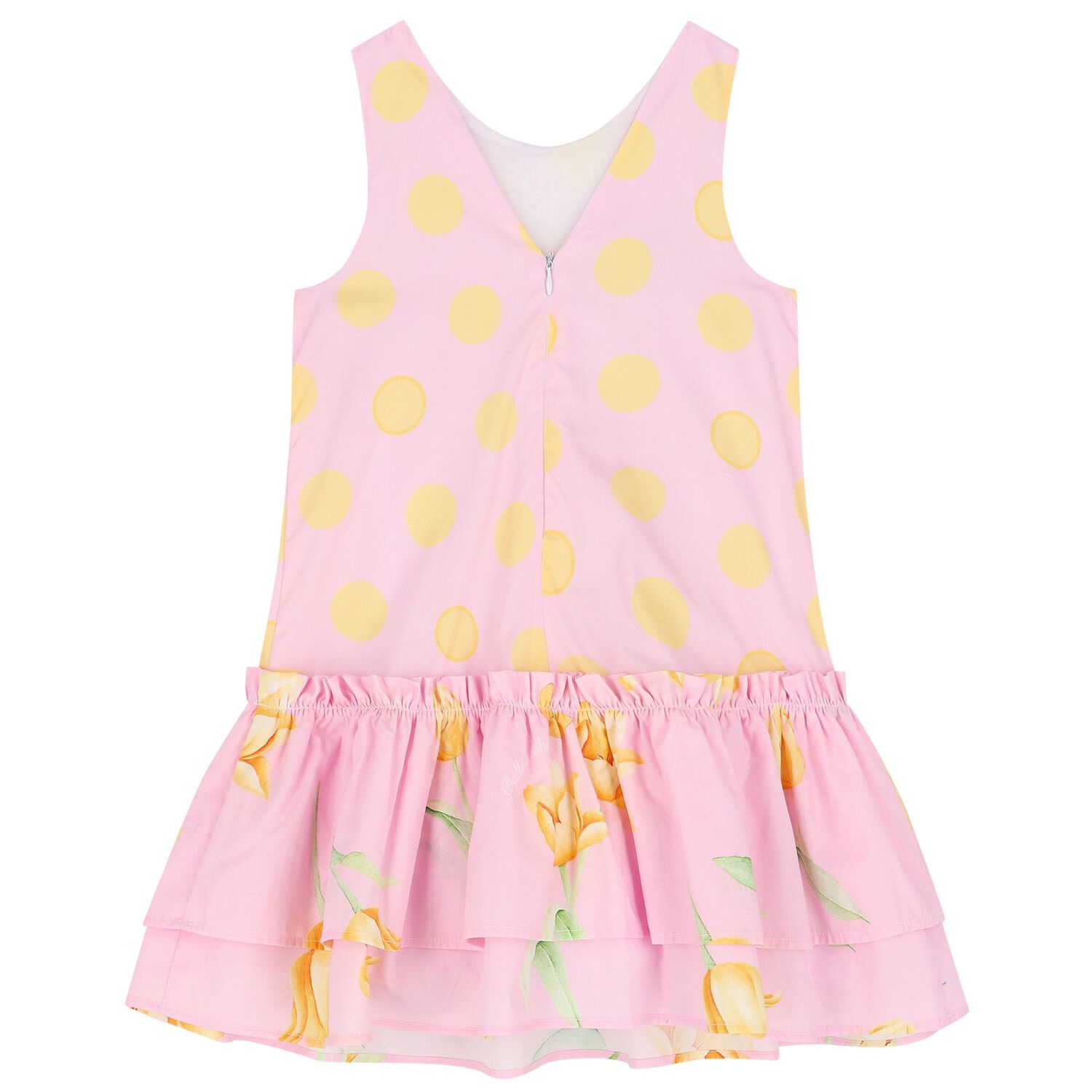 Girls Pink & Yellow Bow Dress, 1, hi-res image number null