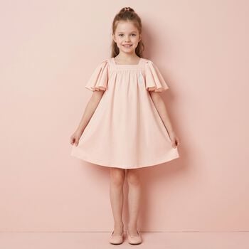 Girls Pink Logo Flutter Dress