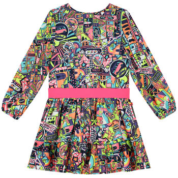Girls Navy Blue & Neon Pink Dress