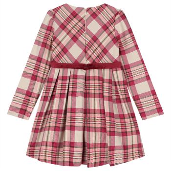 Girls Pink & Beige Plaid Dress