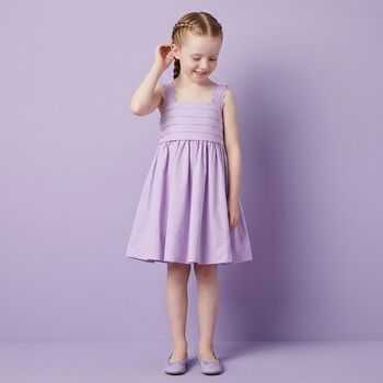 Girls Lilac Pleated Satin Dress