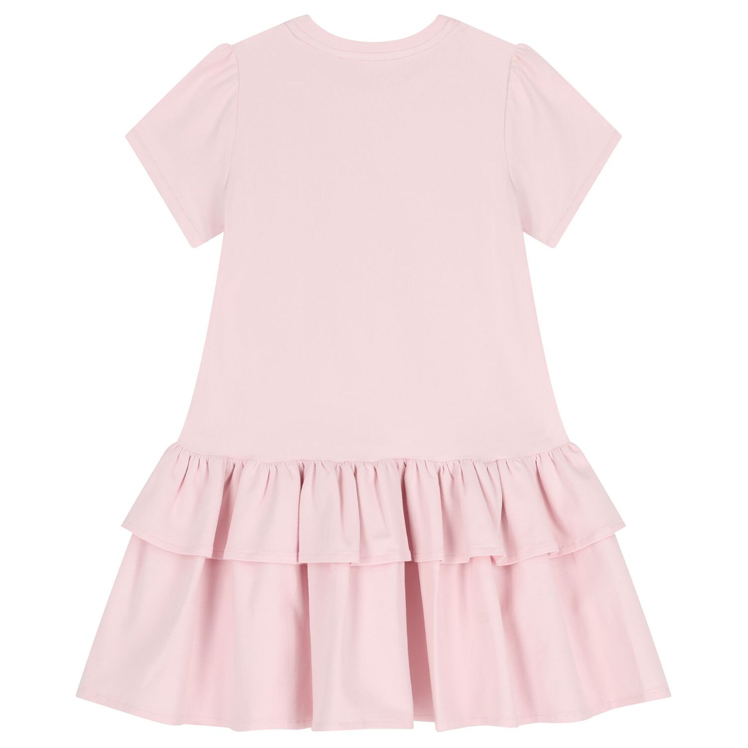 Girls Pink & Beige Bow Logo Dress, 3, hi-res