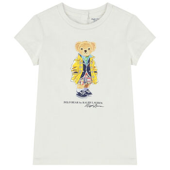 Younger Girls White Polo Bear T-Shirt