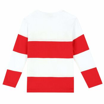 Boys White and Red Long Sleeve Top