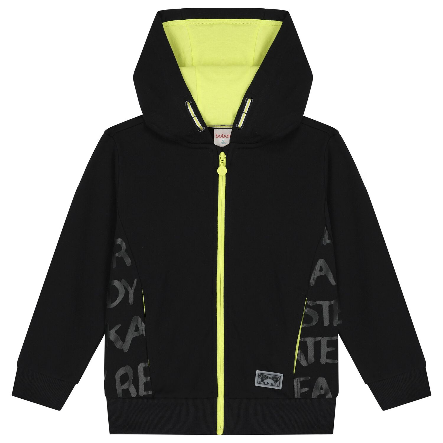 Boys Black Hooded Zip Up Top, 1, hi-res image number null