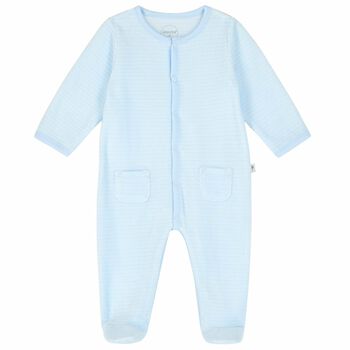 Blue Velour Babygrow