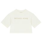 Girls White & Gold Logo T-Shirt, 1, hi-res