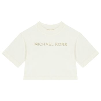 Girls White & Gold Logo T-Shirt