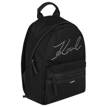 Girls Black Logo Backpack