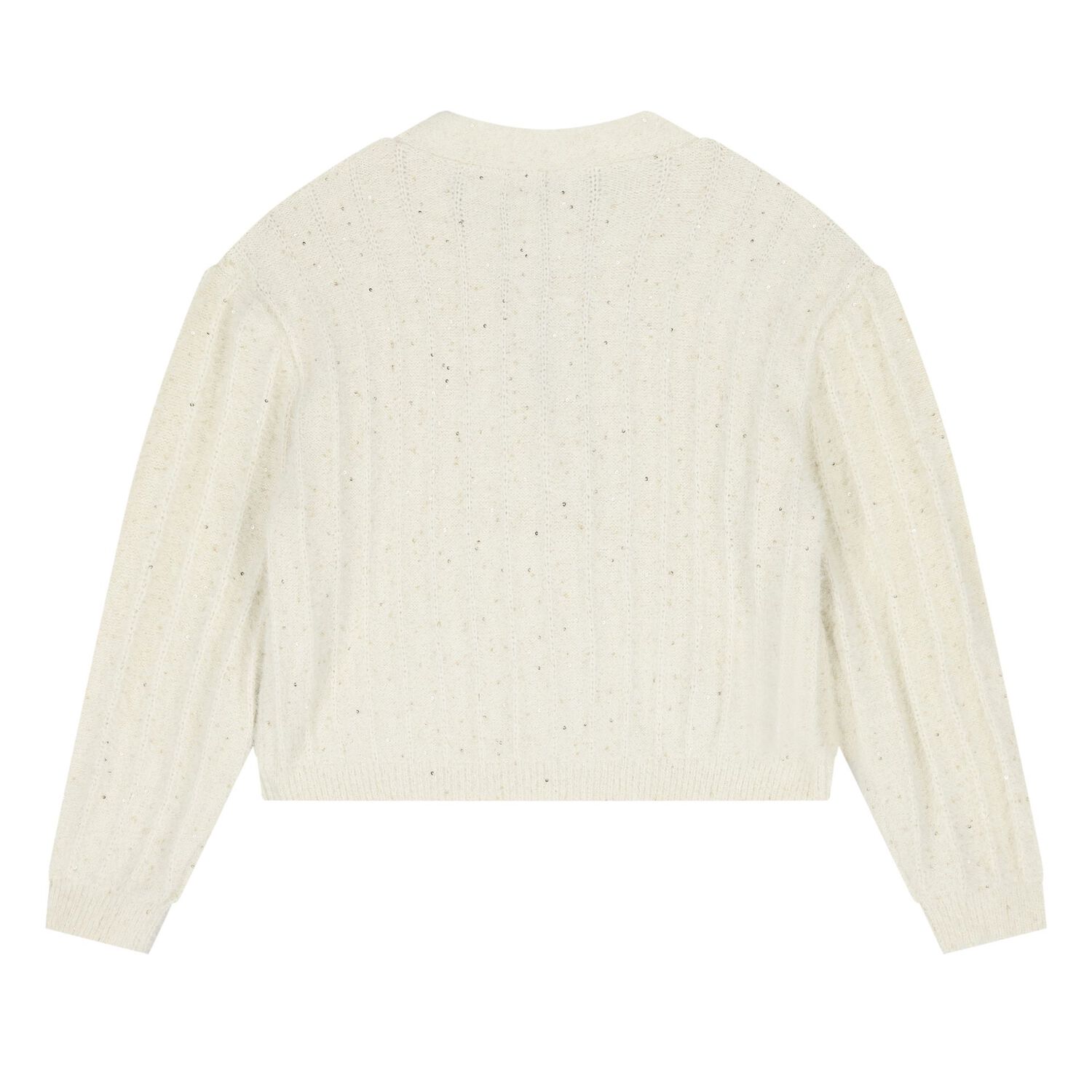 Girls Ivory Sequin Knit Cardigan, 1, hi-res