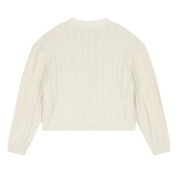 Girls Ivory Sequin Knit Cardigan