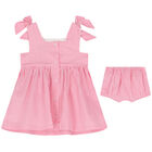 Younger Girls Pink & White Striped Dress Set, 1, hi-res