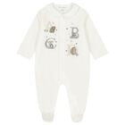 Ivory Embroidered Animal Babygrow, 1, hi-res