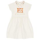 Girls Ivory Logo Dress, 1, hi-res