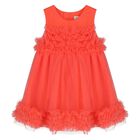 Younger Girls Coral Ruffled Tulle Dress, 1, hi-res