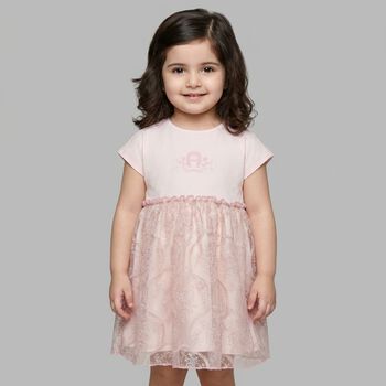 Younger Girls Pink Logo Dress