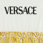 Girls Ivory & Gold Barocco Logo Dress, 1, hi-res