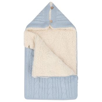 Baby Boys Blue & Ivory Cable Knit Nest