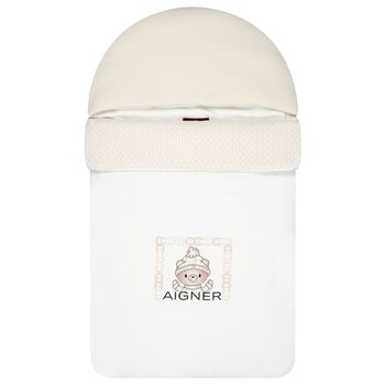 Ivory & Beige Teddy Bear Logo Baby Nest