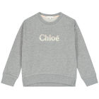 Girls Grey Logo Sweatshirt, 1, hi-res