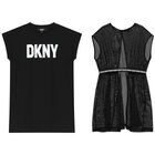 Girls Black Mesh Logo 2 in 1 Dress, 1, hi-res