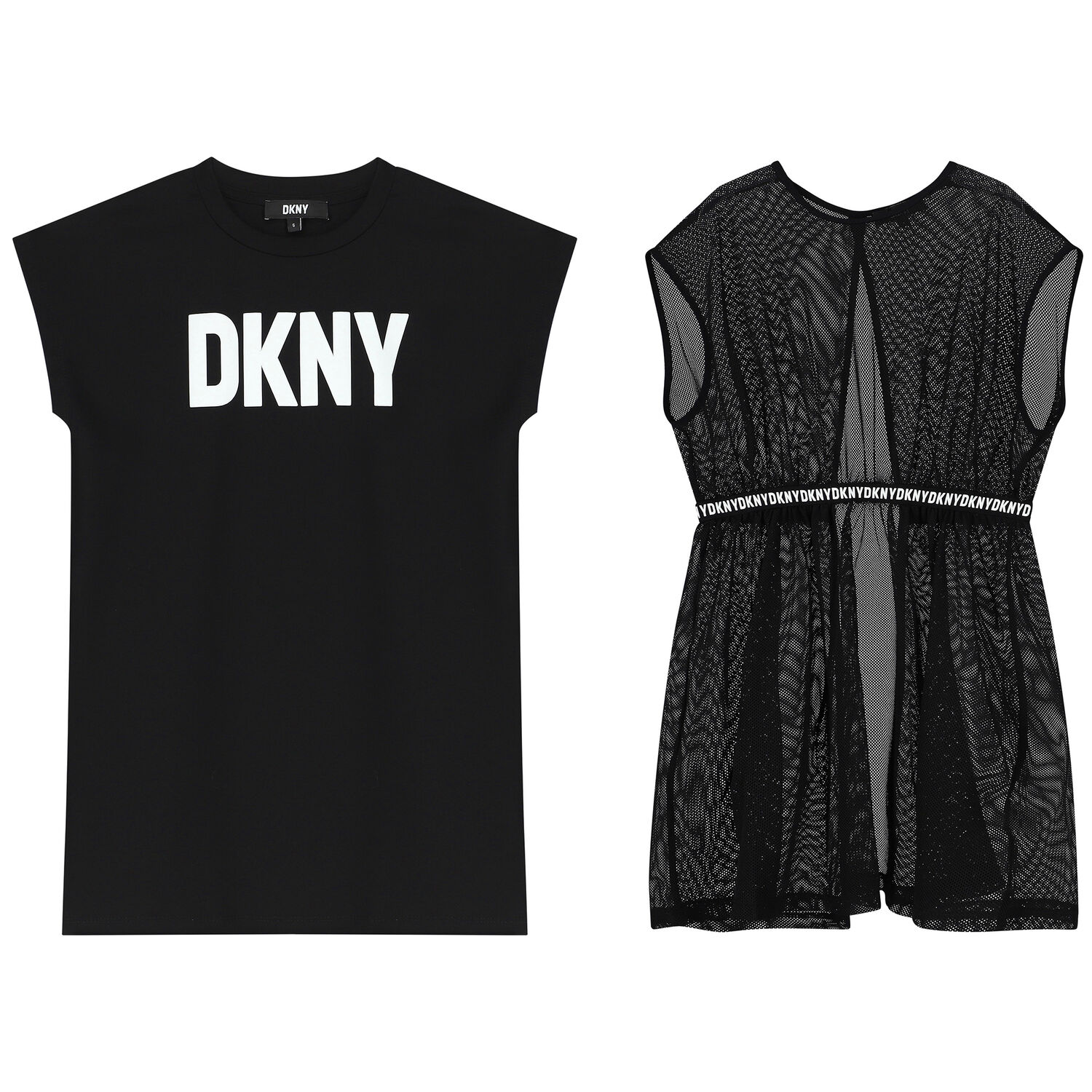 Girls Black Mesh Logo 2 in 1 Dress, 1, hi-res image number null