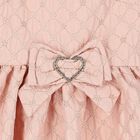 Girls Pink Jacquard Flower Dress, 2, hi-res
