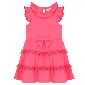 Girls Pink Tiered Frill Dress