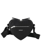 حقيبة بنات جلد بالشعار القلب باللون الأسود, 1, hi-res