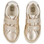 Gold & White Leather Trainers , 1, hi-res