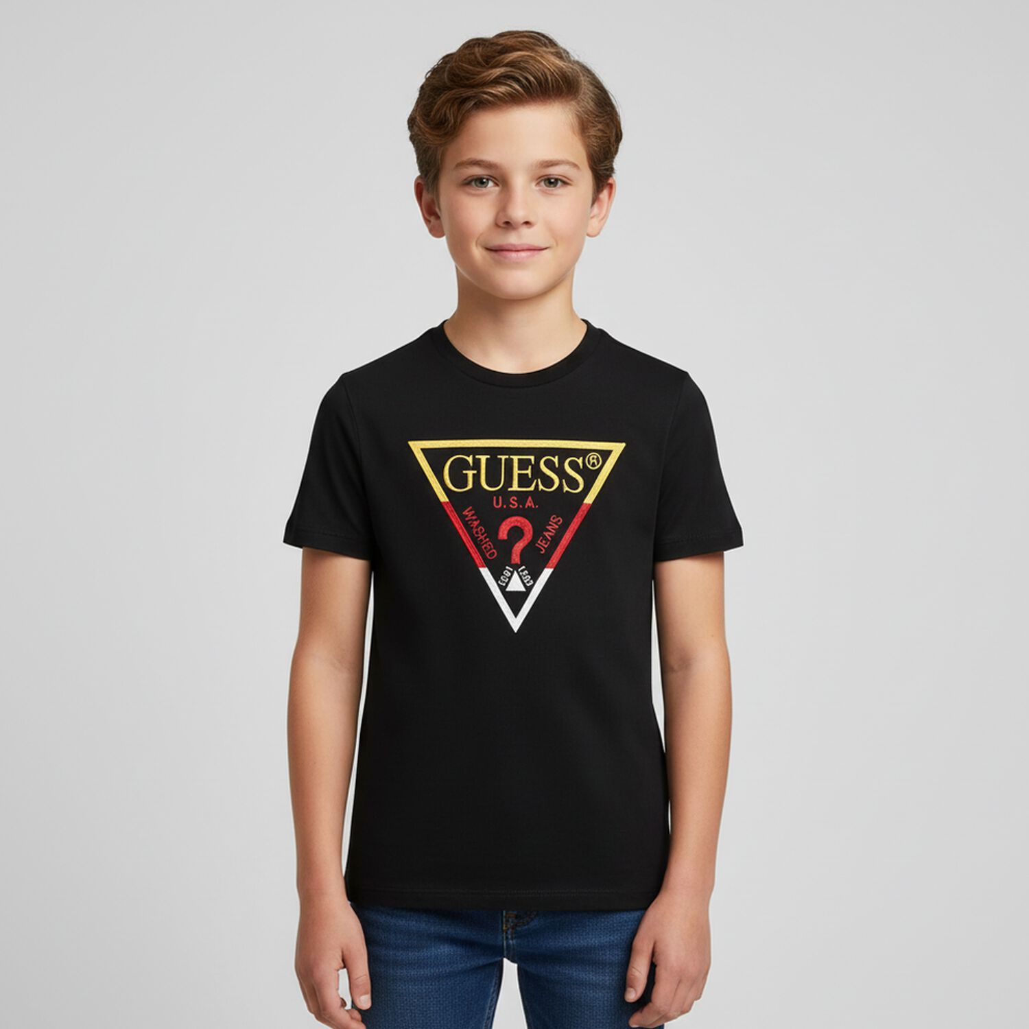 Boys Black Logo T-Shirt, 3, hi-res image number null