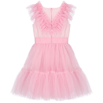 Girls Pink Ruffled Tulle Dress