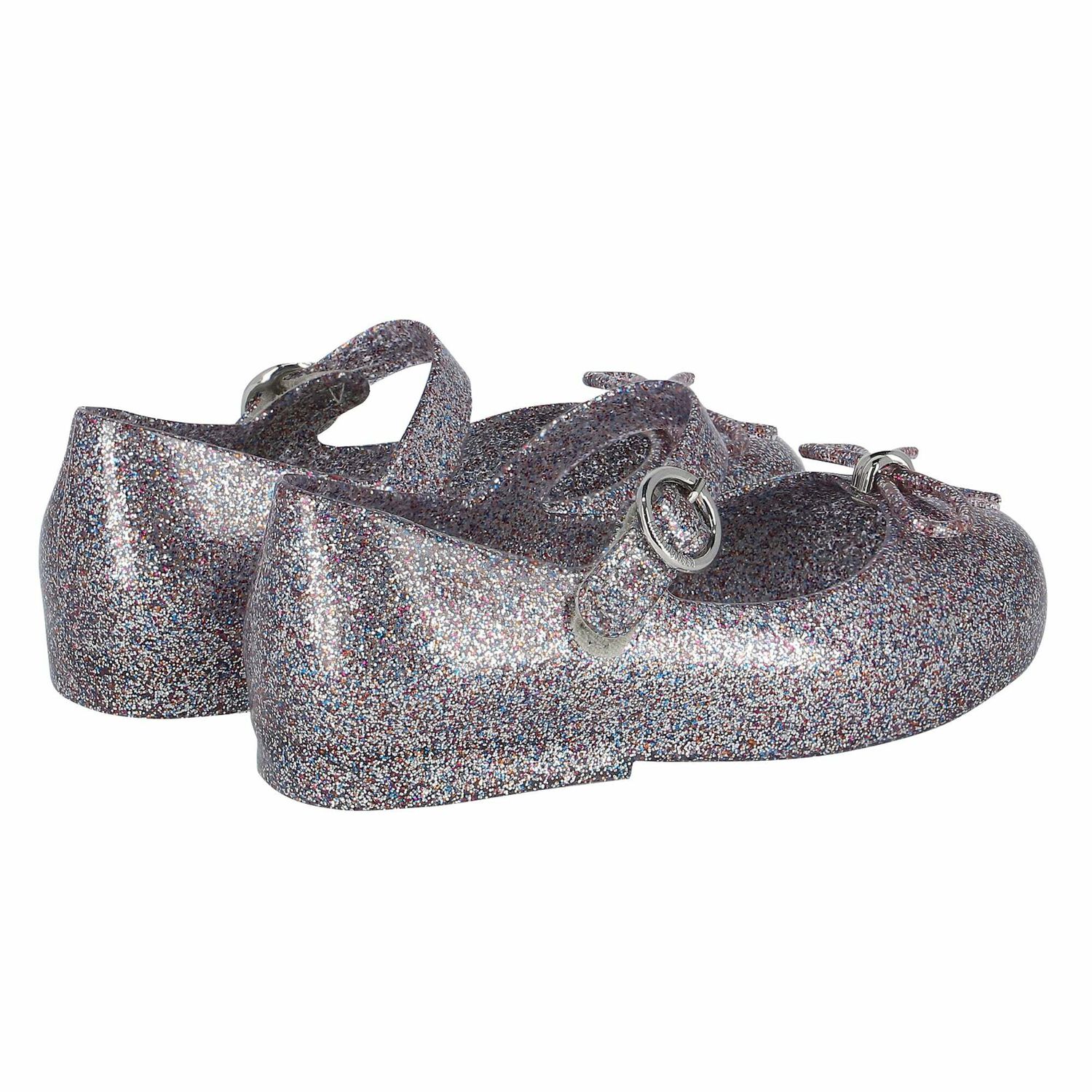 Younger Girls Silver Glitter Jelly Shoes, 1, hi-res image number null