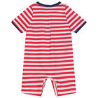 Baby Boys Red & White Giraffe Sun Suit, 1, hi-res