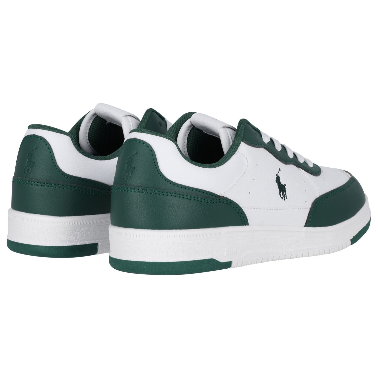 Boys White & Green Logo Trainers, 1, hi-res