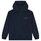 Boys Navy Blue Hooded Top, 1, hi-res