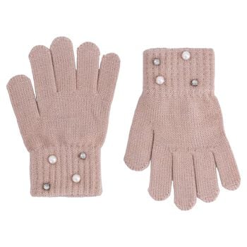 Girls Pink Embellished Knitted Gloves