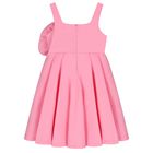Girls Pink Satin Floral Applique Dress, 2, hi-res