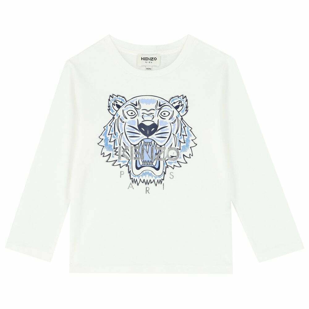 KENZO KIDS Girls Ivory Tiger Long Sleeve Top Junior Couture Bahrain