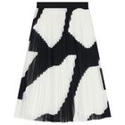 Girls Black & Ivory Zebra Pleated Skirt, 1, hi-res