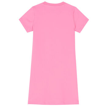 فستان بالشعار باللون الوردي