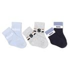 Baby Boys Blue, Grey & Navy Blue Logo Socks ( 3-Pack ), 2, hi-res